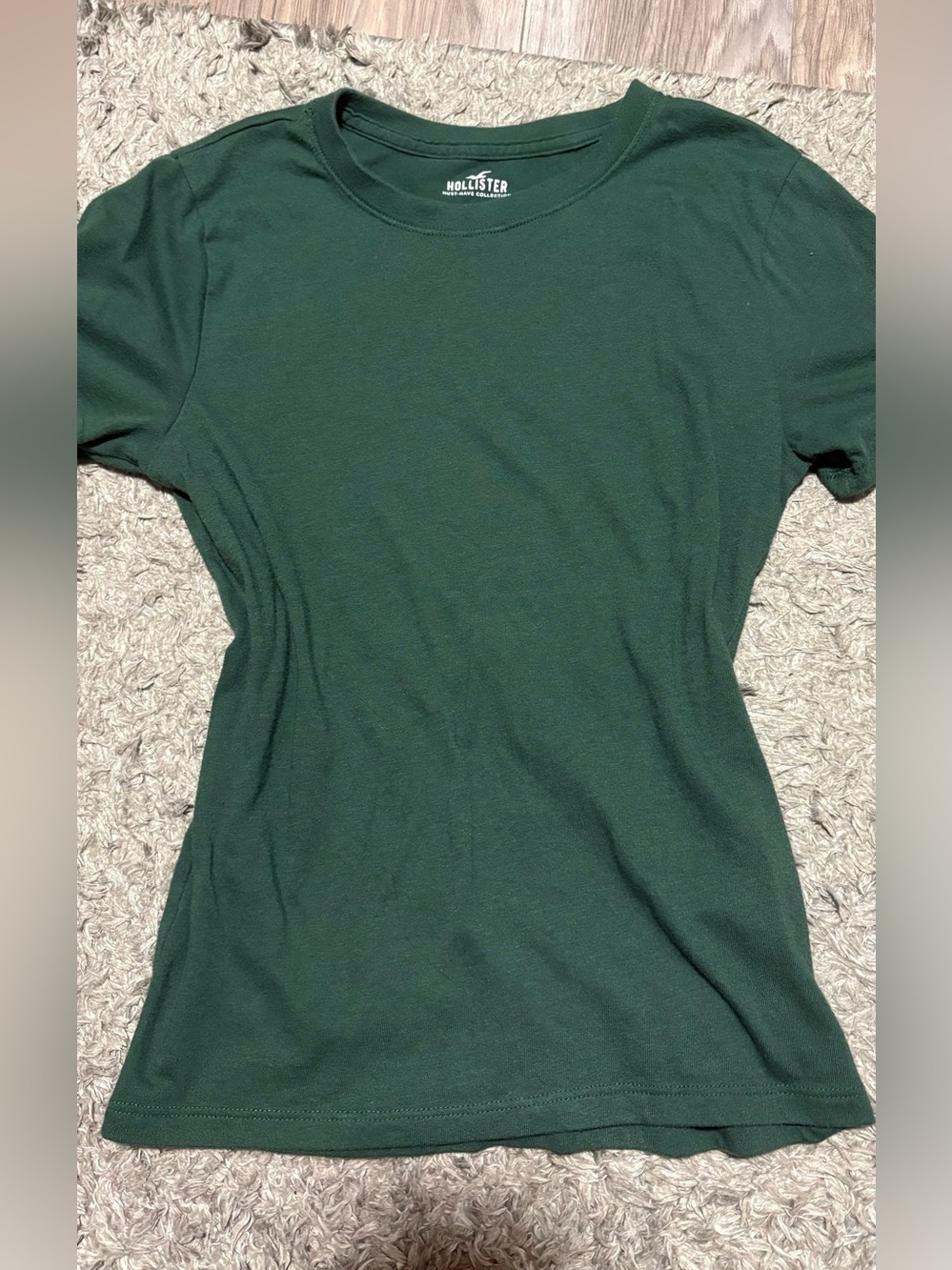 Hollister Must-Have Collection Dark Green Fitted T-Shirt Size XS